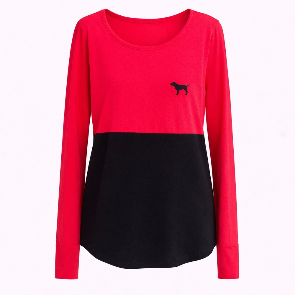 PINK Victoria's Secret Hot Pink and Black Long Sleeve Top